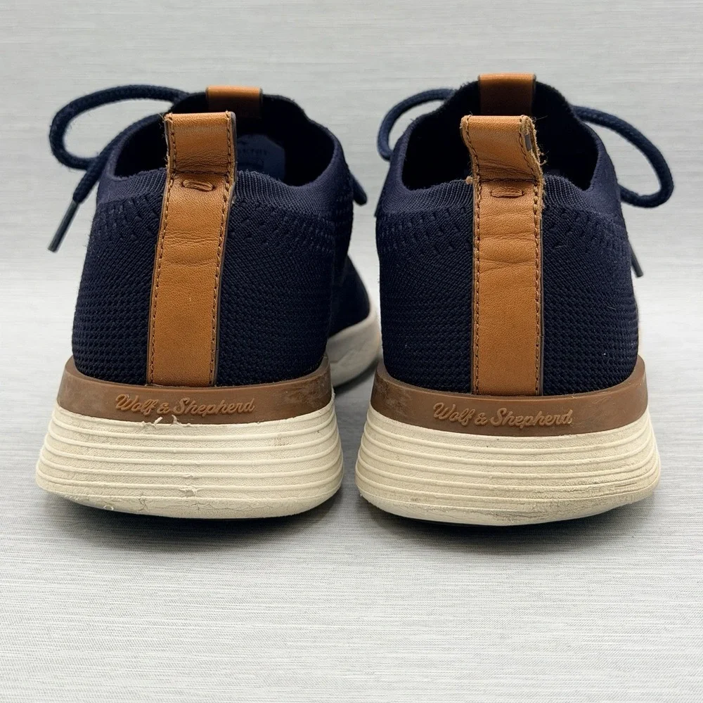 Wolf & Shepherd SwiftKnit Men's 10 Dress Sneakers Navy Blue Knit Casual Hybrid